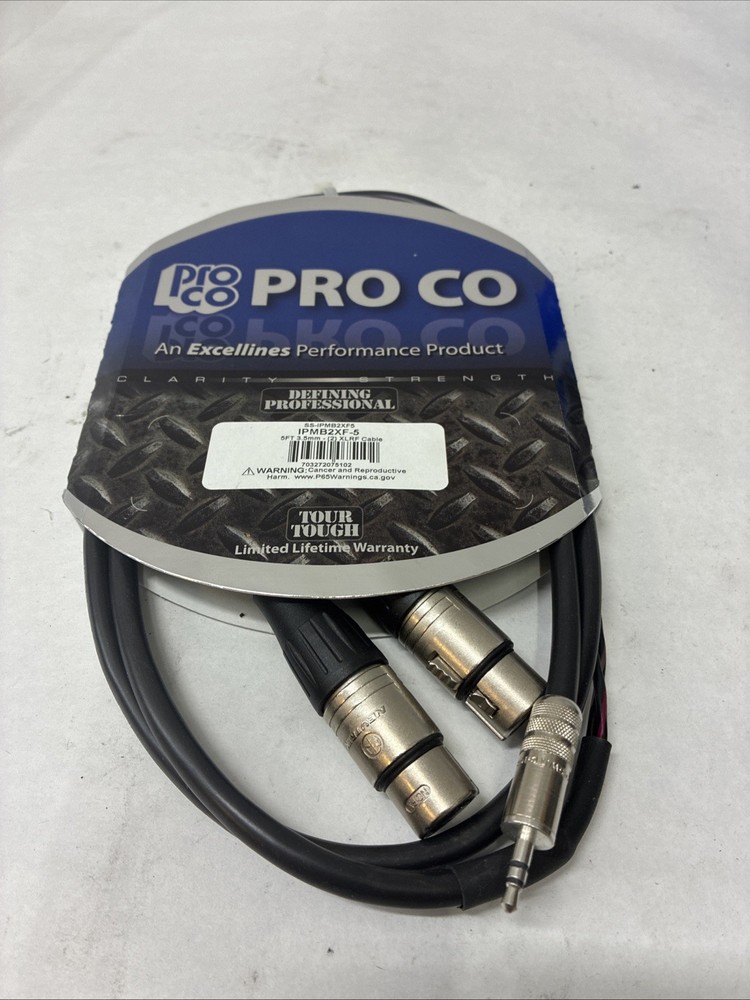 Pro Co IPMB2XF-5 3.5mm TRS Male to Dual XLR Female Insert Cable – 5′