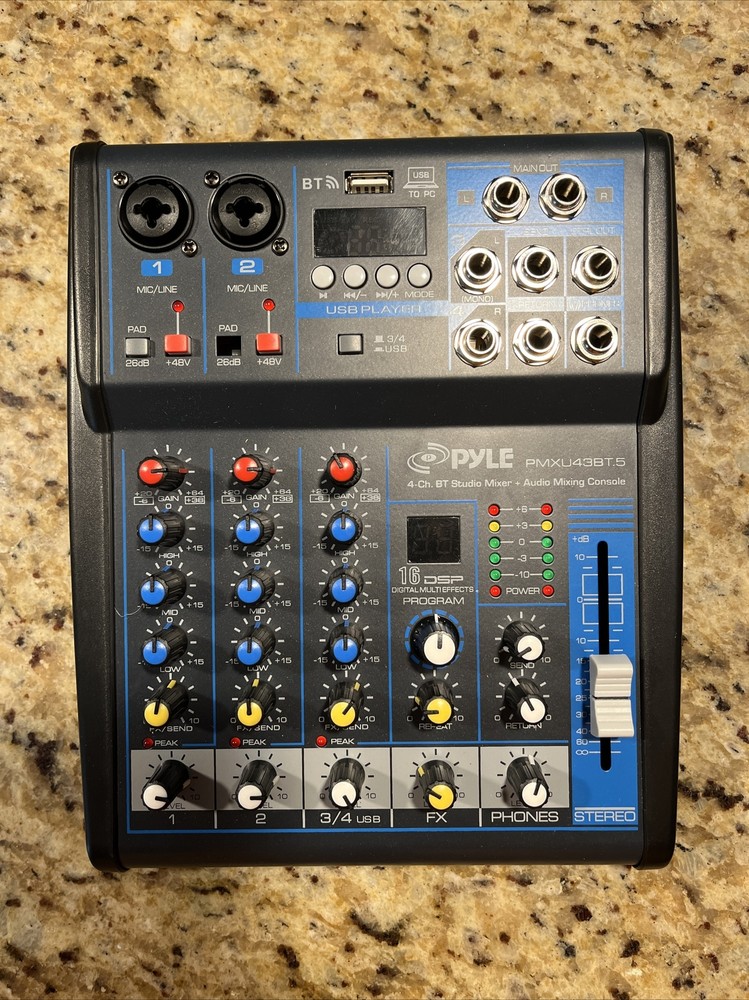 Pyle PMXU43BT Bluetooth 4 Ch. Studio / DJ Controller Audio Mixer Console System