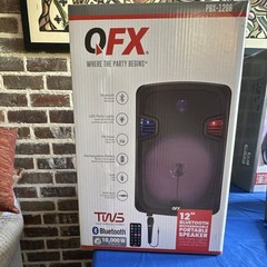 QFX PBX-1206 12″ Bluetooth Portable Speaker 10,000W LED Party Lights FM Radio
