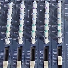 Mixing Console/Tabletop with Multiple Channel Faders and Knobs