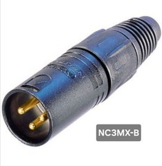 Neutrik NC3MX-B Male Black XLR Connector with Gold Contacts