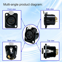 20Pcs XLR 3Pin Female Metal Panel Mount Chassis Connector Nickel plated housing