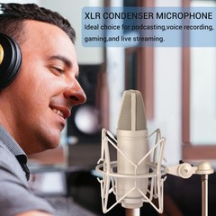 SUUNTOK Condenser Microphone XLR, Large Diaphgram Professional Recording Card…