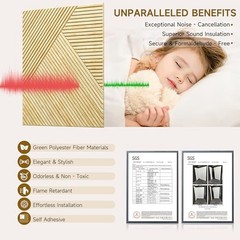 Acoustic Panels for Wall and Ceiling – 6 Pack 2’x2’x0.4″,Self Natural Oak