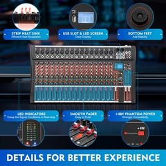 16 Channel Professional Powered Mixer Power Mixing 16 DSP USB NEW