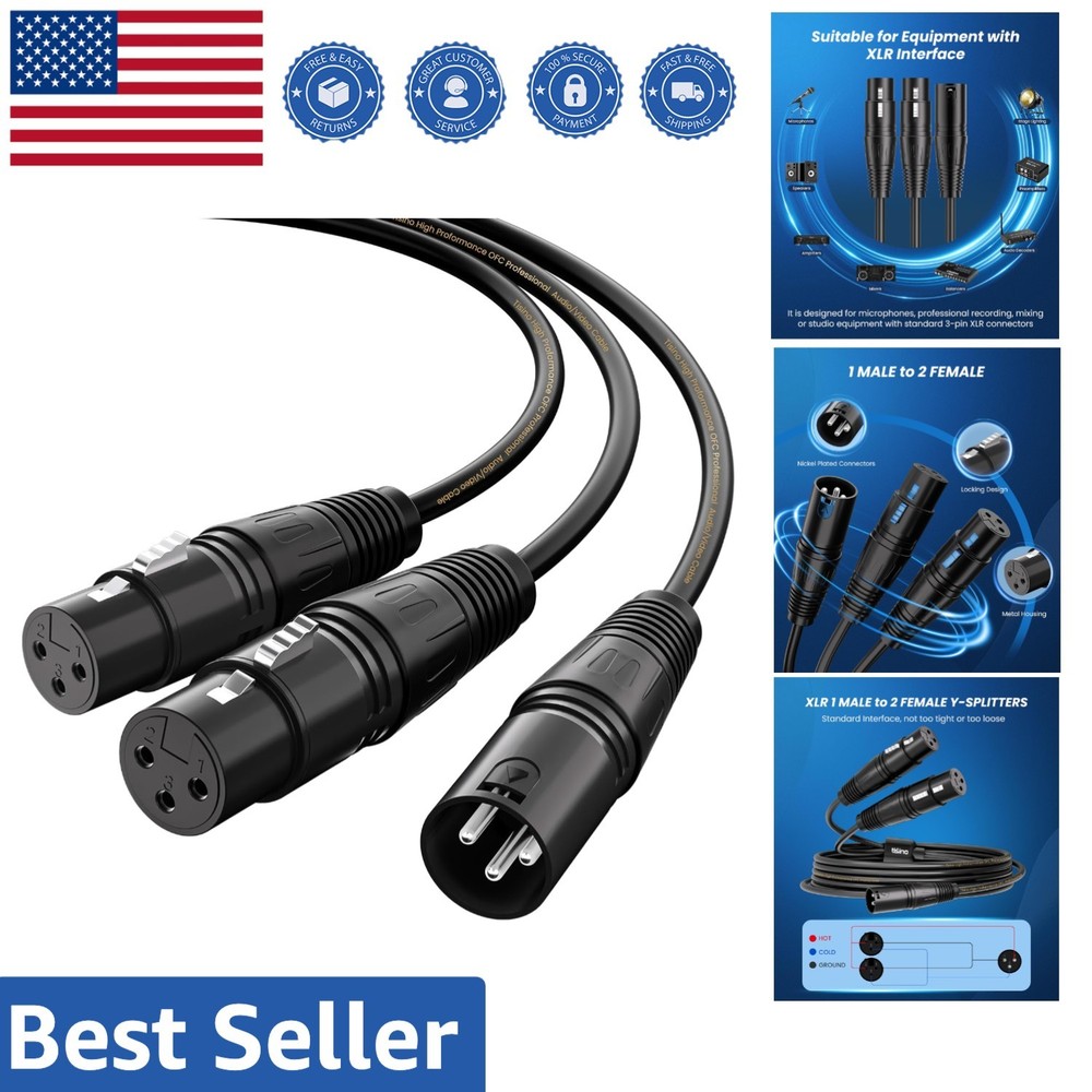 XLR Adapter Cable – 2 Female to 1 Male, Durable & Balanced Connection