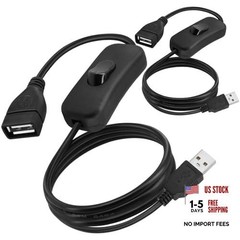 2 Pack USB Power Switch Cable, 3FT USB Male to Female Power Charger Extension