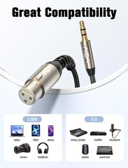 XLR to 3.5MM Cable 10 FT, Unbalanced Aux Male to XLR Female Cord, 1/8 Inch to