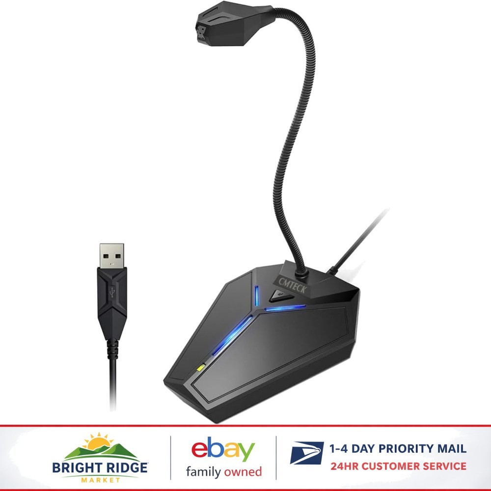 USB Desktop Microphone with Mute Button for Gaming, Podcasting & Streaming