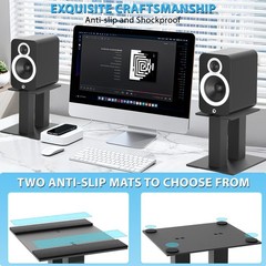 Desktop Speaker Stands 1 Pair for Small/Medium Bookshelf Speakers Steel Studi…