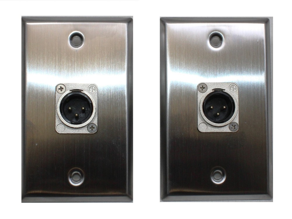 (2) Two XLR Single Wall Plates w/NEUTRIK NC3MD-L-1 Male 3 Pin (Stainless Steel)