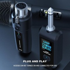 Wireless XLR Transmitter Receiver 2.4GHz Built-in Rechargeable Battery – 30m