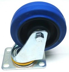 Set Of Four 4″ Heavy Duty Swivel Casters, 4″ Blue Rubber Wheels