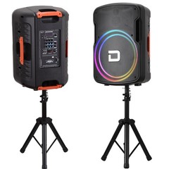 15″ Portable Party Bluetooth Speaker Heavy Bass Sound w/ LED Lights, Stand & Mic