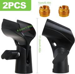2 Pcs Universal Adjustable Microphone Clip Set, Mic Holder with 5/8″ to 3/8″