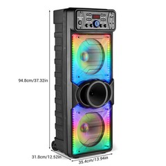 Dual 10″ Portable Bluetooth Party Speaker Woofer Heavy Bass Sound System w/ Mic