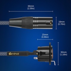 XLR Pass Through Cable, XLR Female Panel Mount to Male Connector Adapter, Mic…