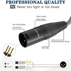 6.6 Feet XLR Male To Dual 1/4 Inch TS Mono Y Splitter Microphone Adapter