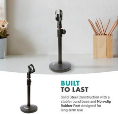 Movo TMC-3 Tabletop Microphone Stand with Weighted Base for 3/8″ & 5/8″ Threads
