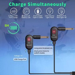5V 2.4GHz Guitar Wireless System for Electric Guitar Bass Violin Rechargeable