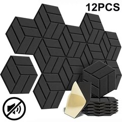 12 Pack Sound Proof Foam Panels 12″X 12″X 0.4″ Acoustic Panels Self-Adhesive US