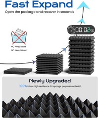 12 Pack Acoustic Foam Panels with Self-Adhesive Pyramid Design 12x12x2 Inch High