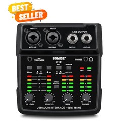 M12 USB Audio Interface, 2-Channel Mixer, XLR/3.5mm Input, 48V Power Supply, …