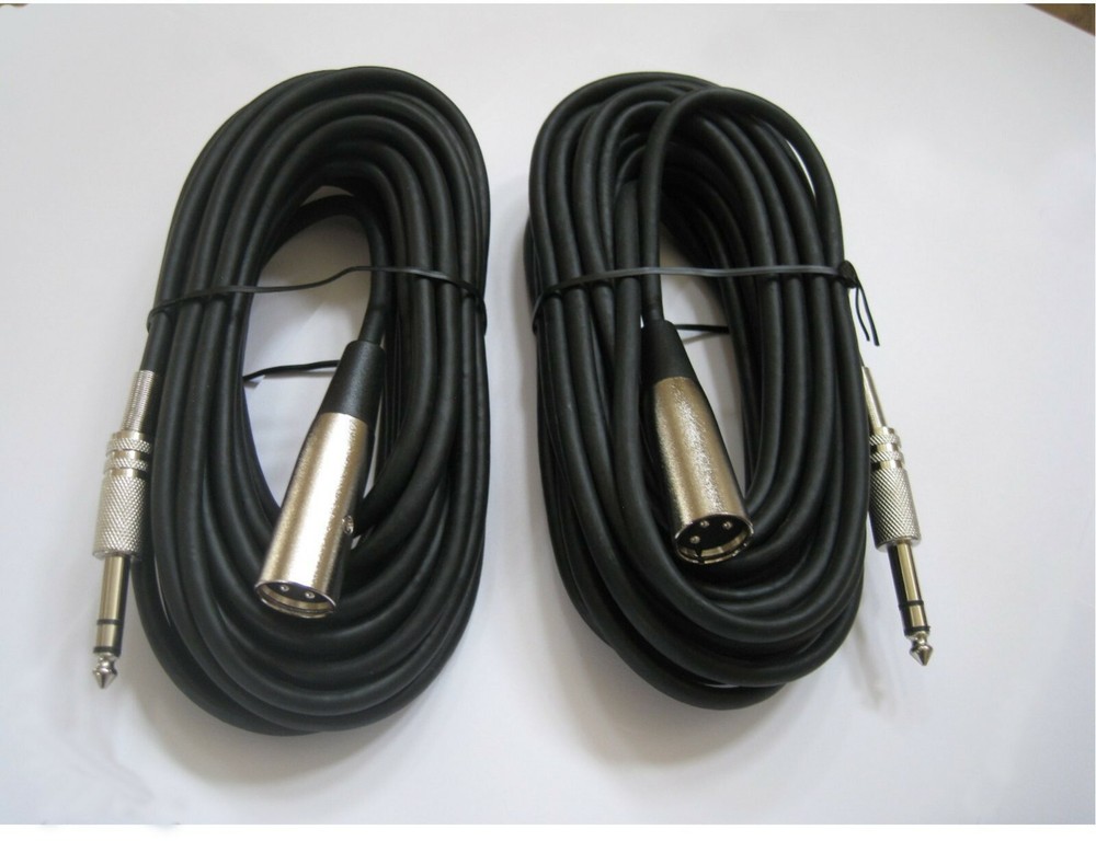2x 6 Ft foot 1/4″ TRS 3Pin XLR MALE Mixer to Powered Monitor Speaker Cable Cord