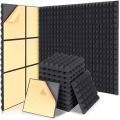 36-Pack 2In X 12In X 12In Pyramid Acoustic Foam Panels with Self-Adhesive Backin