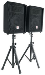 Pair Rockville 10″ 800 Watt Passive Pro Audio PA Speakers+2 Stands+2 Metal Mics