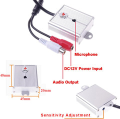 ® Mini Microphone High Sensitive Pickup Audio Mic Waterproof Metal Case for CCTV