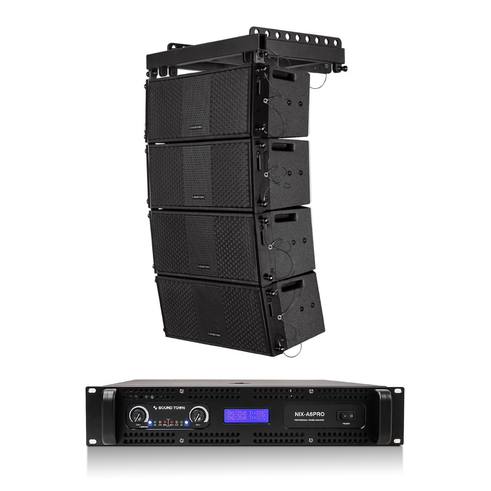 Sound Town ZETHUS 4 Dual 8-inch Line Array Speaker Amplifier Set ZETHUS-208X4A6