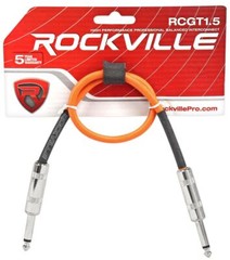 Rockville RCGT1.5O 1.5′ 1/4“ TS to 1/4“ TS Instrument Guitar Cable in Orange
