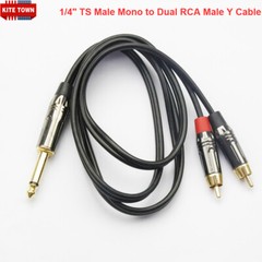 1/4″ (6.35mm) TS Male Mono to Dual RCA Male Mono Splitter Y Cable Insert Cable