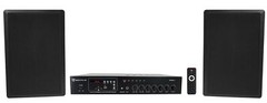 Rockville Commercial 70v Amplifier+Slim Black Restaurant/Bar/Cafe Wall Speakers