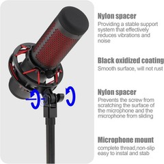 Microphone Mount Adapter for Hyperx Quadcast with 3/8″ or 1/4″ Screw M, black