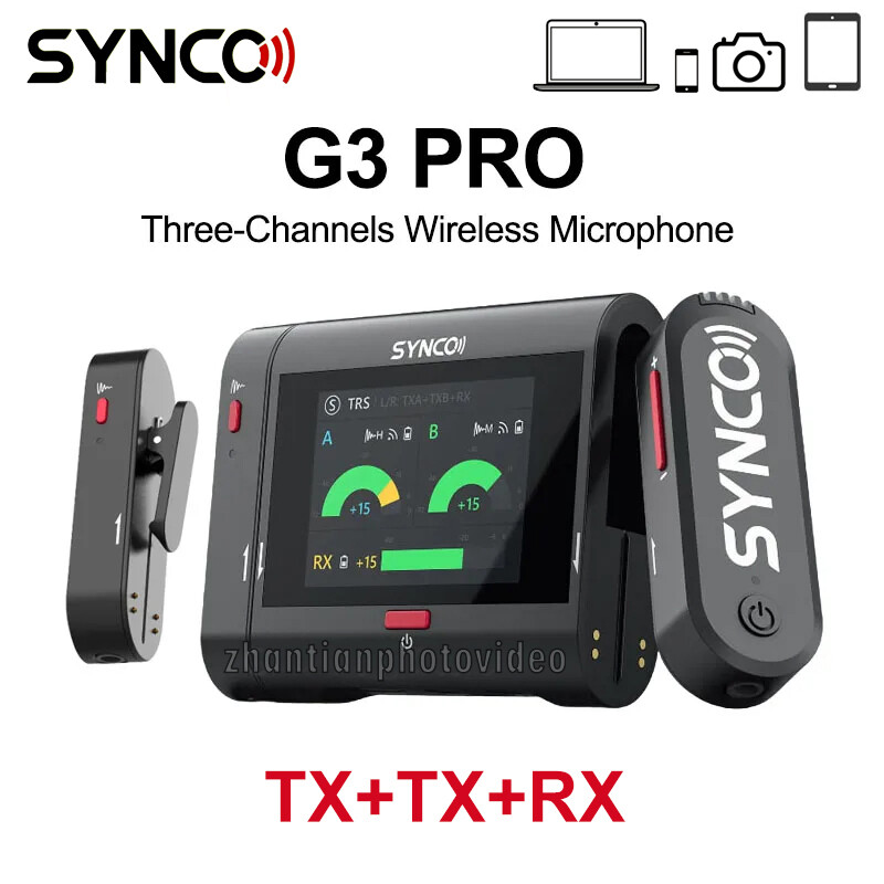 SYNCO G3 PRO Three-Channel Wireless Lavalier Microphone 2 Transmitter 1 Receiver