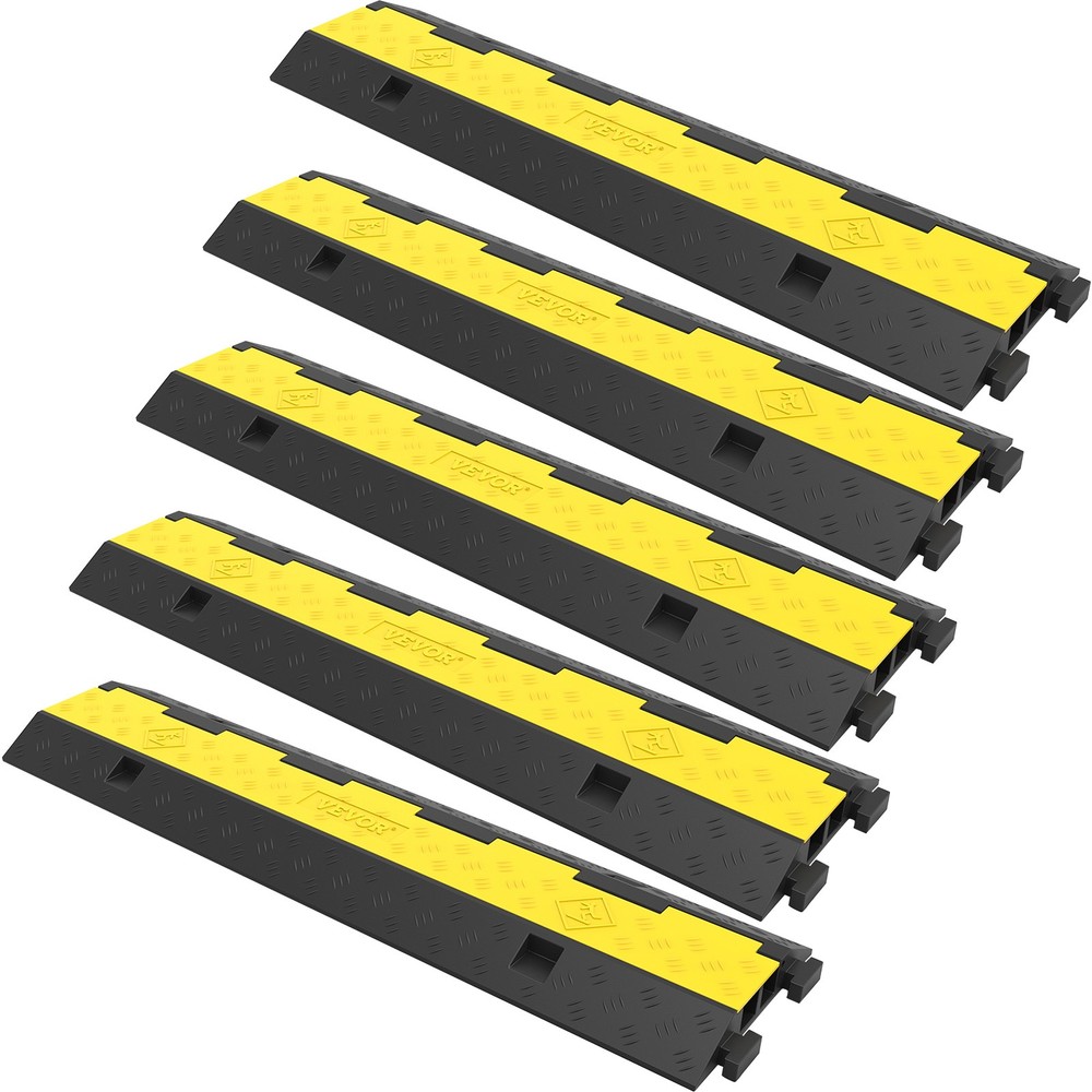 VEVOR Speed Bump Cable Protector Ramp 5PCS 2-Cable Rubber 40″x9.7″x2″ Cord Guard