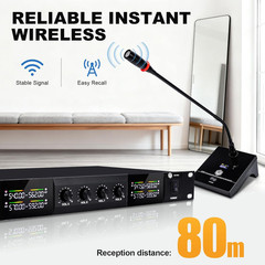 8-Channel Wireless Conference Microphone System with Gooseneck Mics