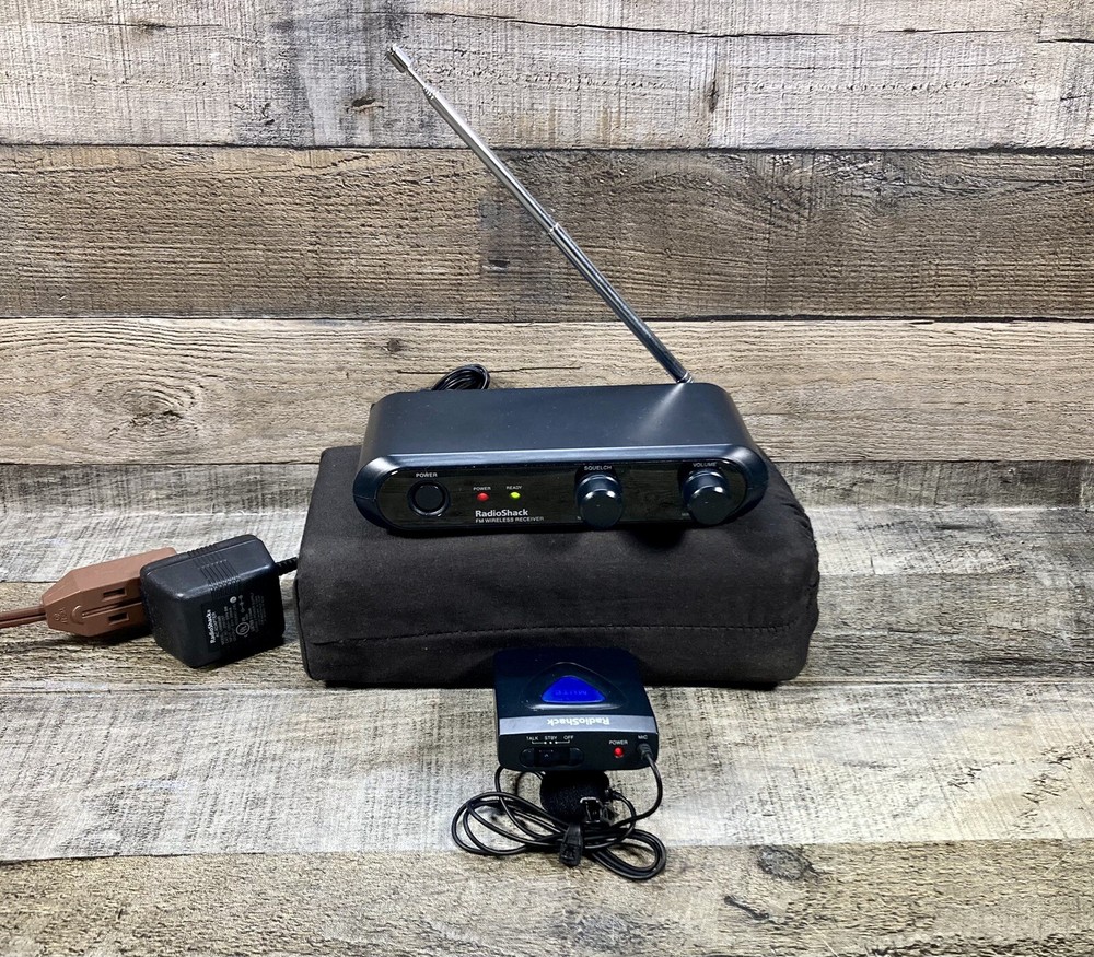 RadioShack FM Wireless Receiver W/ Power Adapter & Microphone 32-1257 Testd Read