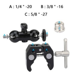 2Pcs CAMVATE Mic Stand Mount with Super Crab Clamp Base & 5/8″-27 Mini Ball Head