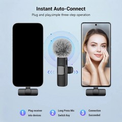 Lavalier Microphone Wireless Audio Video Recording Mini Mic For Android/iPhone