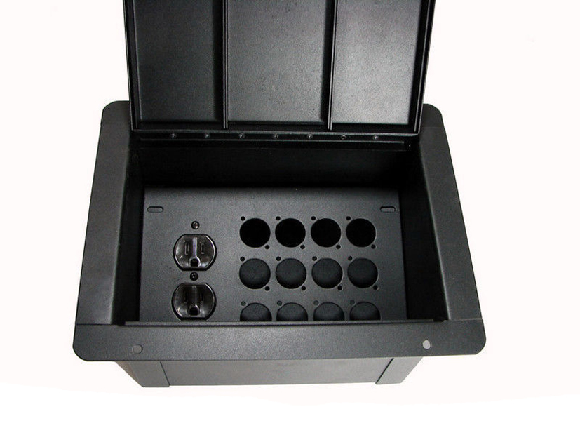 PROCRAFT FPPU-1DUP12X-BK Recessed Stage Pocket / Floor Box 1 AC + 12 D punches