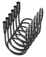 Short XLR Cables, Microphone Cable 2Ft Feet 6 Pack, Mic Cord Braided Balanced 3