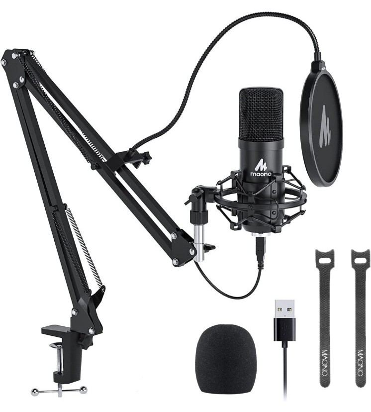 USB 192Khz/24Bit Plug Play PC Computer Podcast Condenser Cardioid Metal Mic Kit