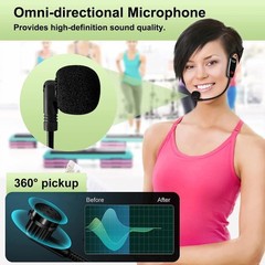 Wireless Microphone Headset, UHF Dual Cordless Microphones System, USB-C Char…