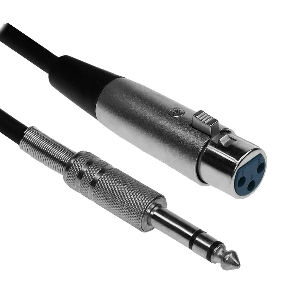 6FT-50Ft XLR 3Pin Female to 6.35mm 1/4″ Stereo TRS Male Balanced Audio Mic Cable