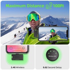 Wireless Lavalier Microphone for iPhone 15 16, iOS and Android Devices,with N…