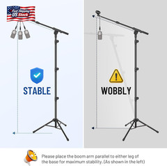 CAHAYA Mic Stand Floor Adjustable – Tripod Boom Arm Microphone Stand with Carryi