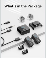 Wireless Lavalier Microphone for iPhone 16 15, Android, Tablet, PC